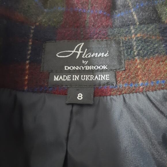 Alanni by DonnyBrook Womens Zip Front Plaid Lined Wool Blend Jacket Size 8 - Picture 4 of 6